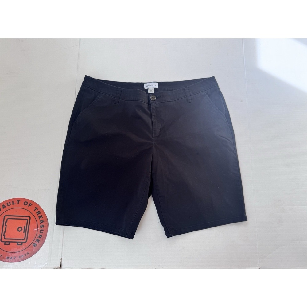 Liz‎ Claiborne Classic Womens Black Chino Shorts Size 16 Mid Rise Casual